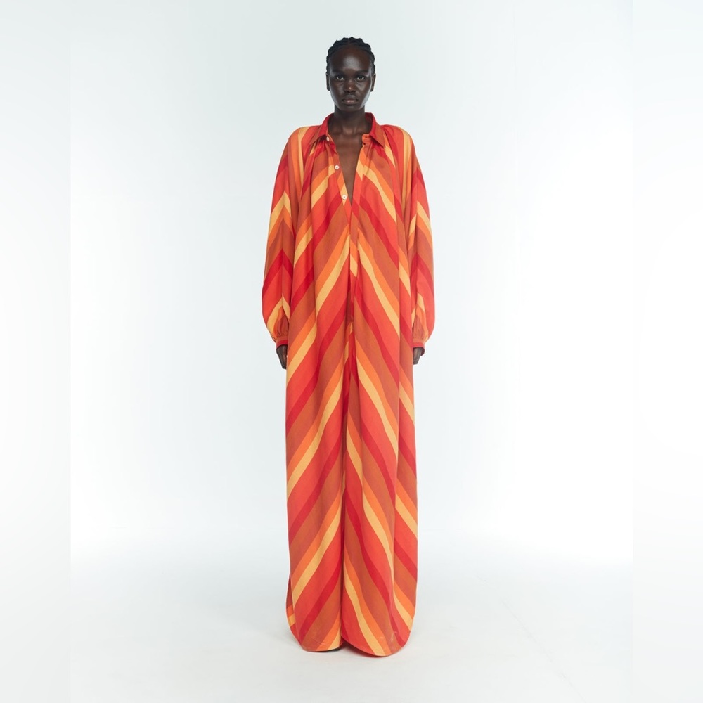 MARRAKSHI LIFE Touareg Dress, Red Autumn Stripe - NWT
